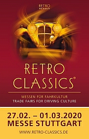 Retro Classics  Stuttgart 27.2. - 01.03. 2020 Wir sind dabei Teilemarkt Halle 9 Platz D31